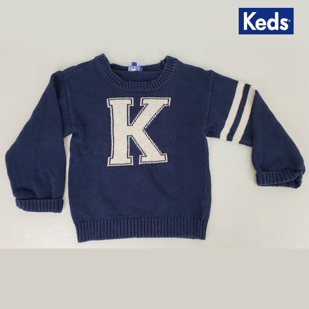 Keds Childs Sweater Unisex M Varsity Stripes Navy